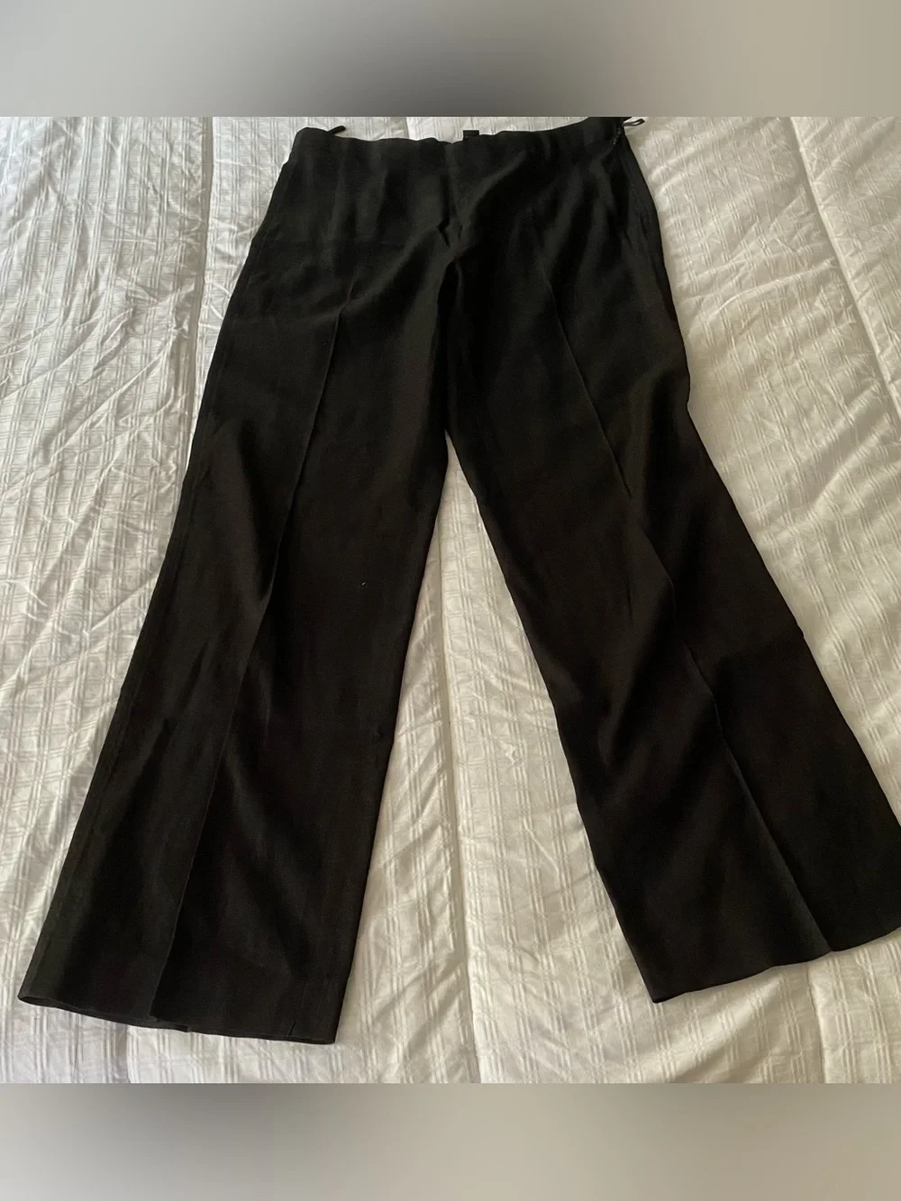 Banana Republic Dress Pants Womens 8 Black Linen Blend Wide Leg Trouser Elegant